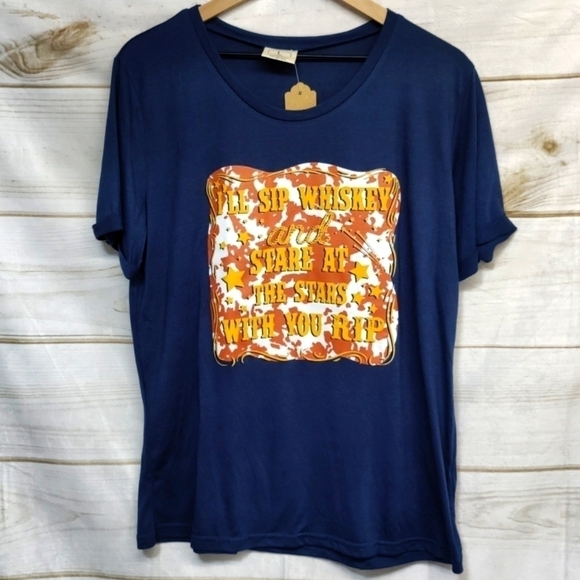 Yellowstone Themed Graphic Tee Navy, Super Soft Lightweight, Size Large - Picture 1 of 7